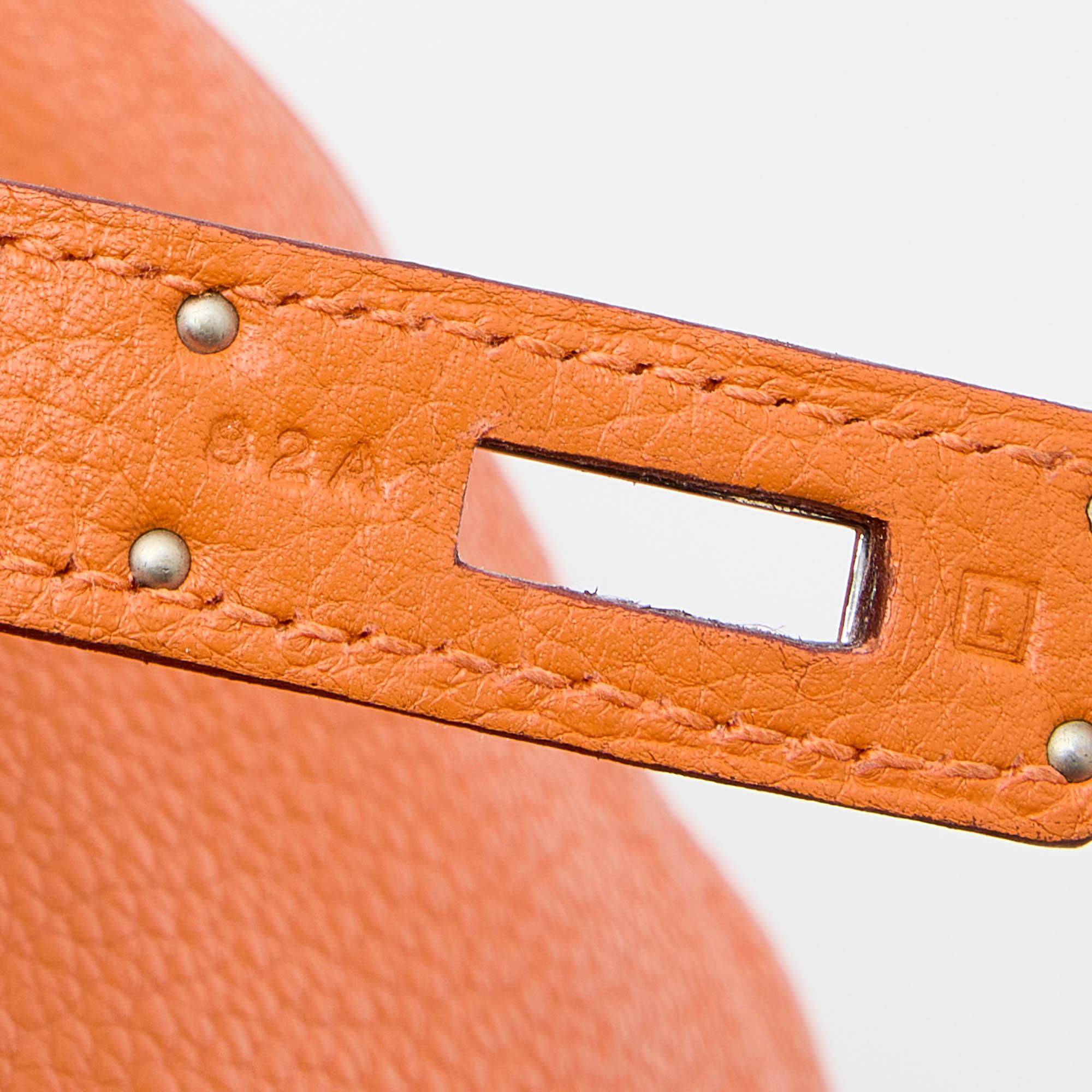 Hermès Orange Togo Leather Palladium Plated Birkin 40 Bag 2