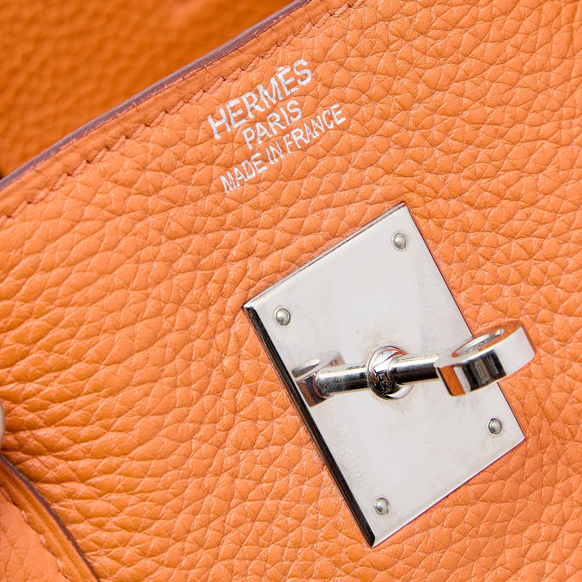Hermès Orange Togo Leather Palladium Plated Birkin 40 Bag 4