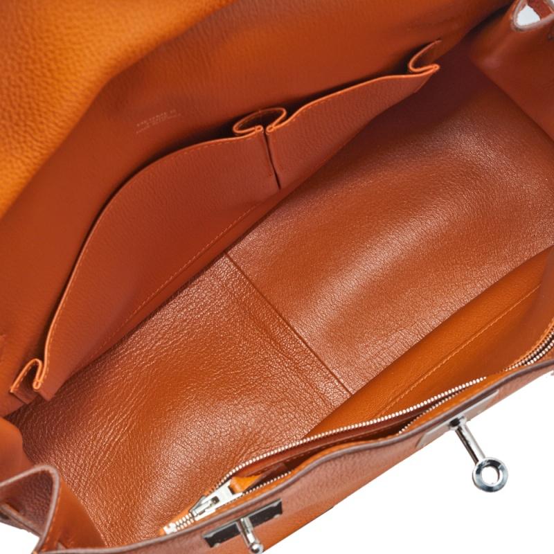 Hermes Orange Togo Leather Palladium Plated Jypsiere 31 Bag 5