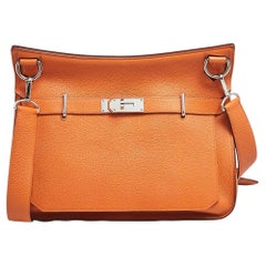 Hermes Orange Togo Leather Palladium Plated Jypsiere 31 Bag
