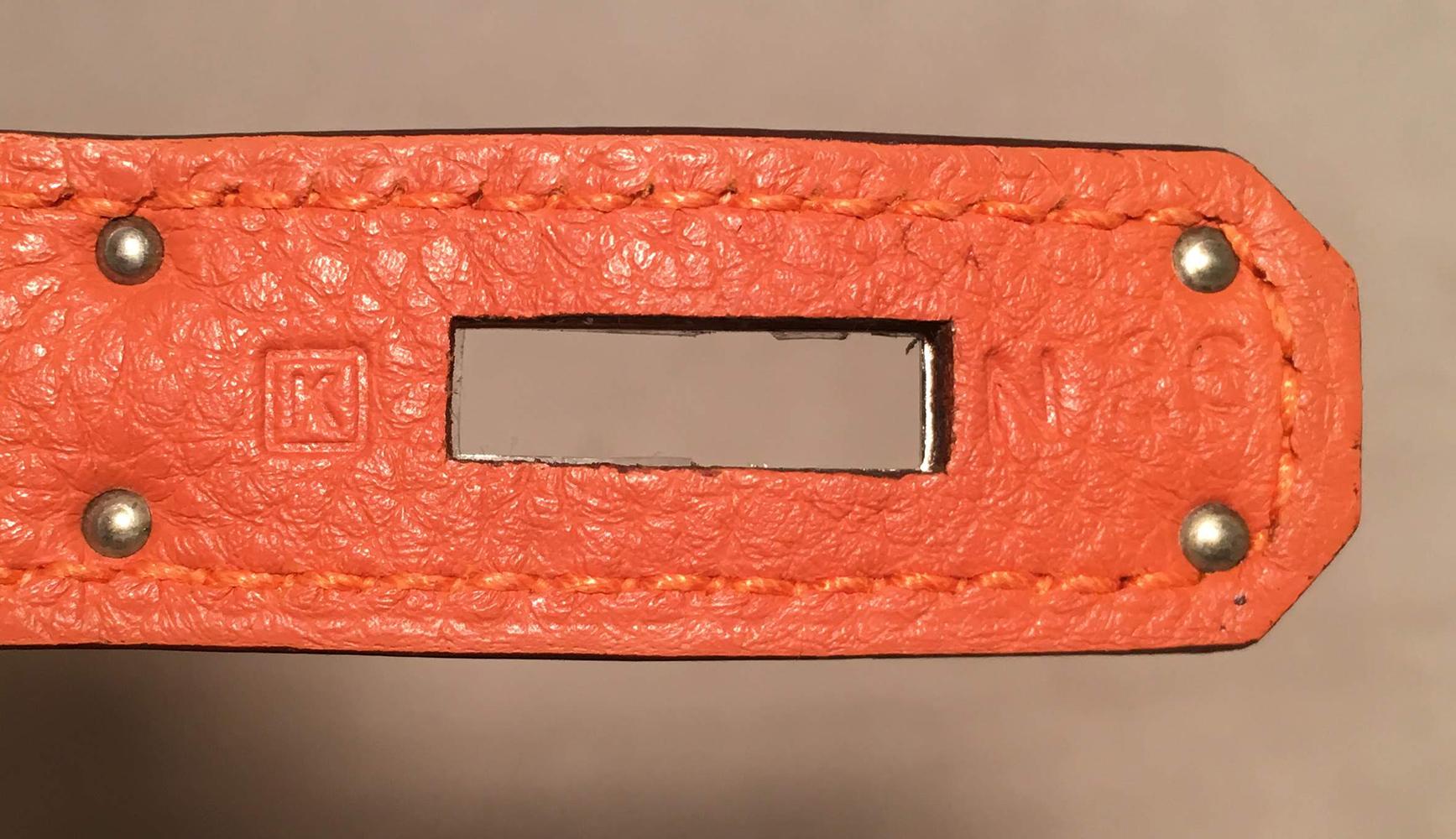 Hermes Orange Togo Leather PHW 28cm Kelly Bag 5