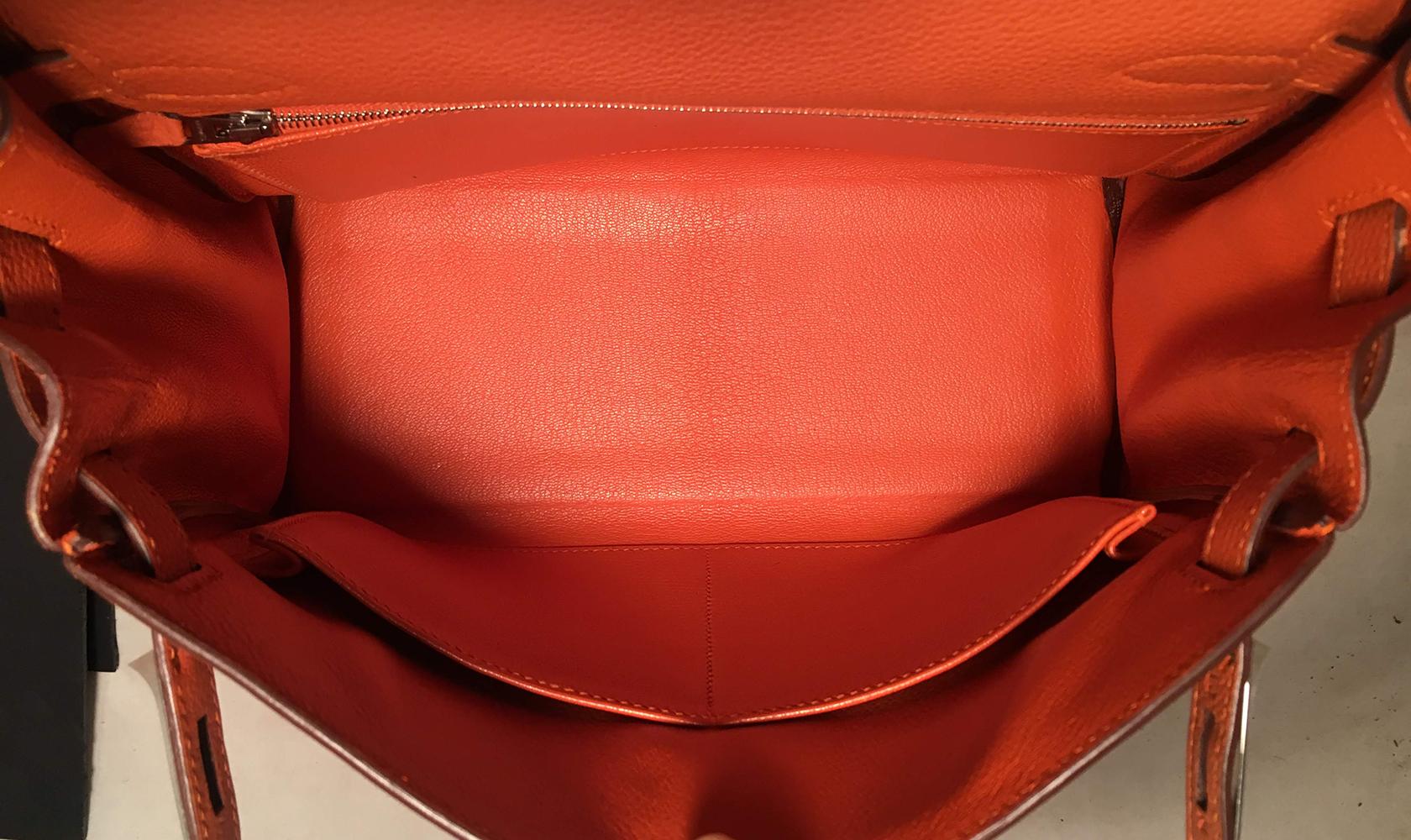 Hermes Orange Togo Leather PHW 28cm Kelly Bag 6