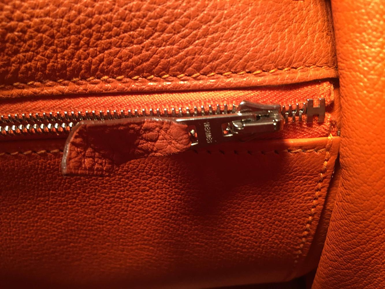 Hermes Orange Togo Leather PHW 28cm Kelly Bag 7