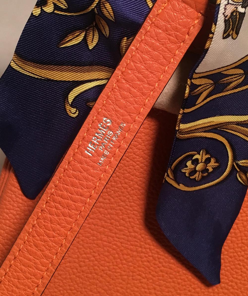 Hermes Orange Togo Leather PHW 28cm Kelly Bag 8