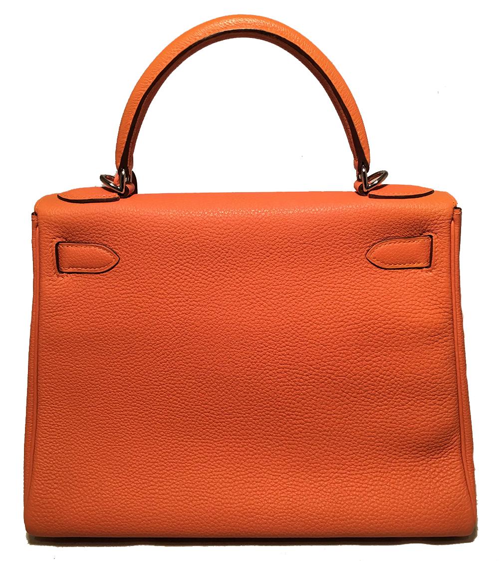 Women's Hermes Orange Togo Leather PHW 28cm Kelly Bag