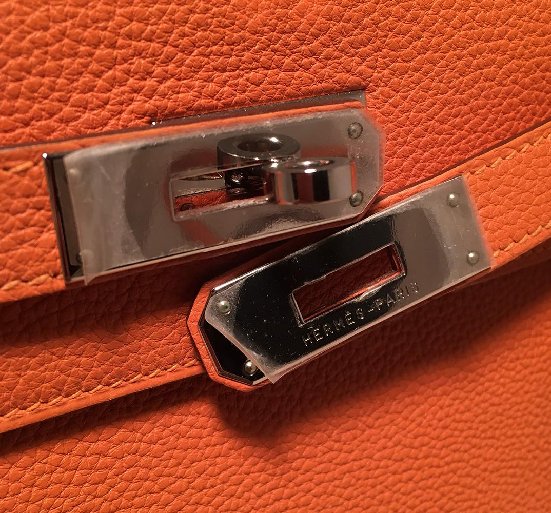 Hermes Orange Togo Leather PHW 28cm Kelly Bag 2