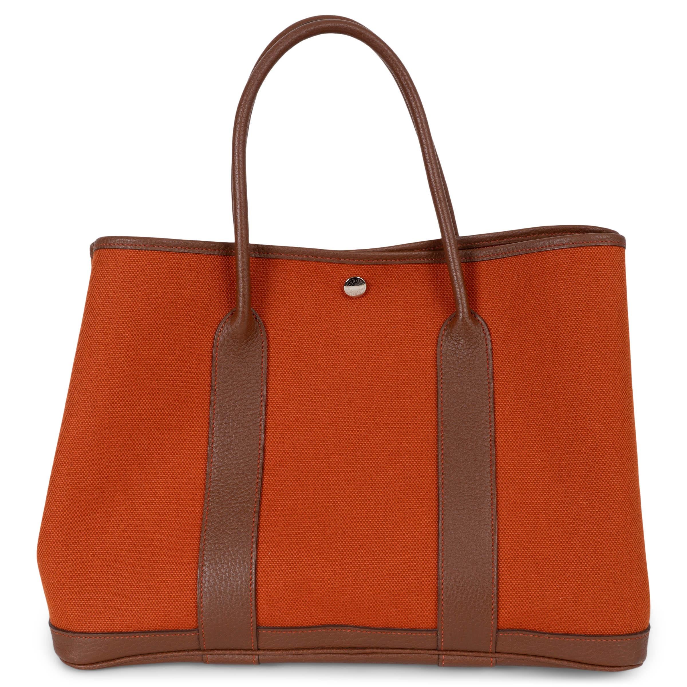 Rouge HERMES Toile orange & cuir Negonda marron GARDEN PARTY 36 Fourre-tout Phw en vente