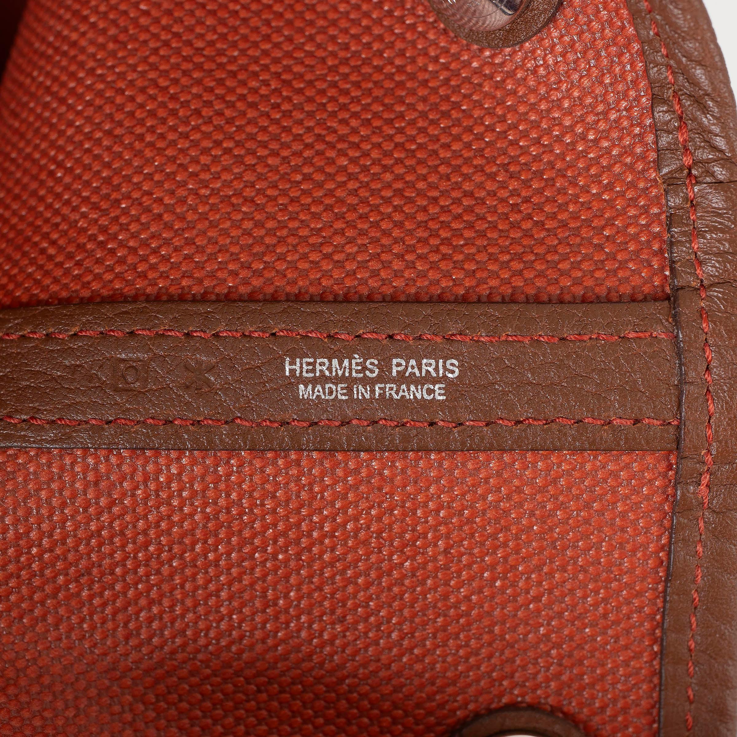 HERMES Toile orange & cuir Negonda marron GARDEN PARTY 36 Fourre-tout Phw en vente 2