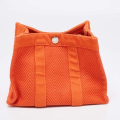 Hermès Orange Toile Chevron Garden Party Pouch