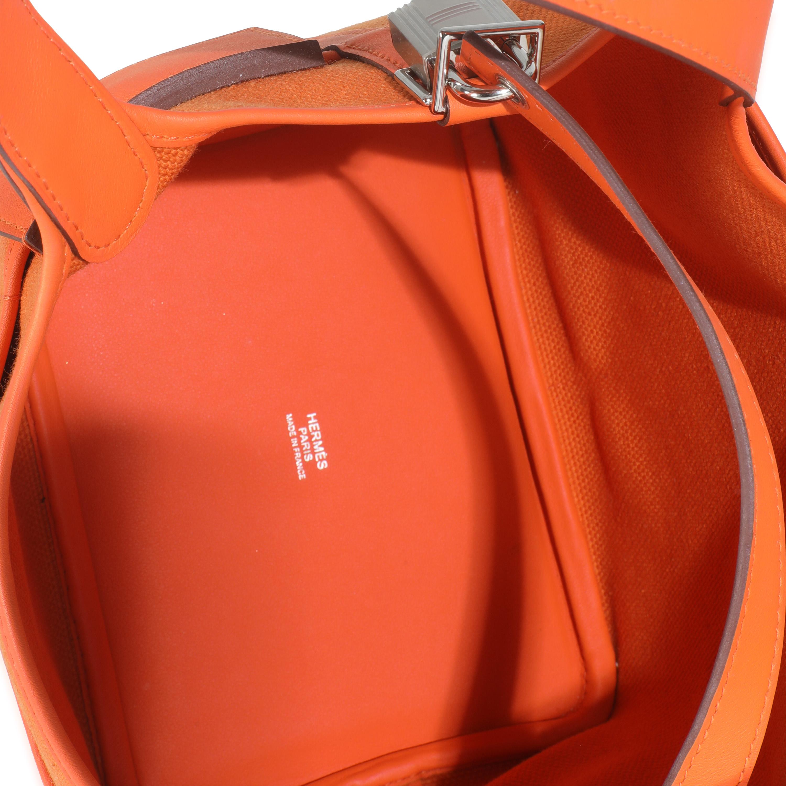 Hermès Arancione Toile Goeland Swift Cargo Blocco Picotin 18 PHW in vendita 1