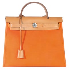 Hermès Orange Toile Vache Hunter Herbag Zip 31 PM PHW
