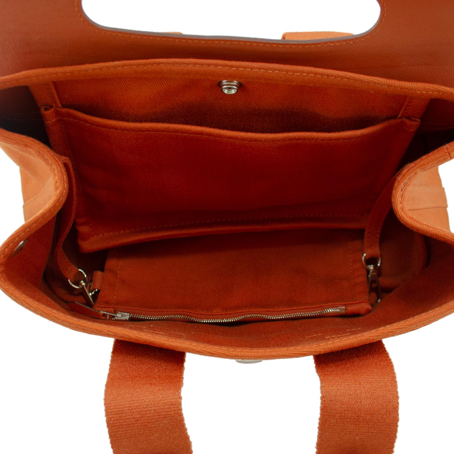 Hermes Orange Valparaiso PM Toile & Leather Bag 3