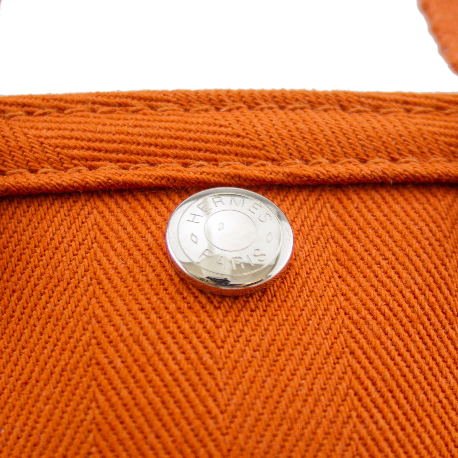 Hermes Orange Valparaiso PM Toile & Leather Bag In Good Condition In Toronto, Ontario