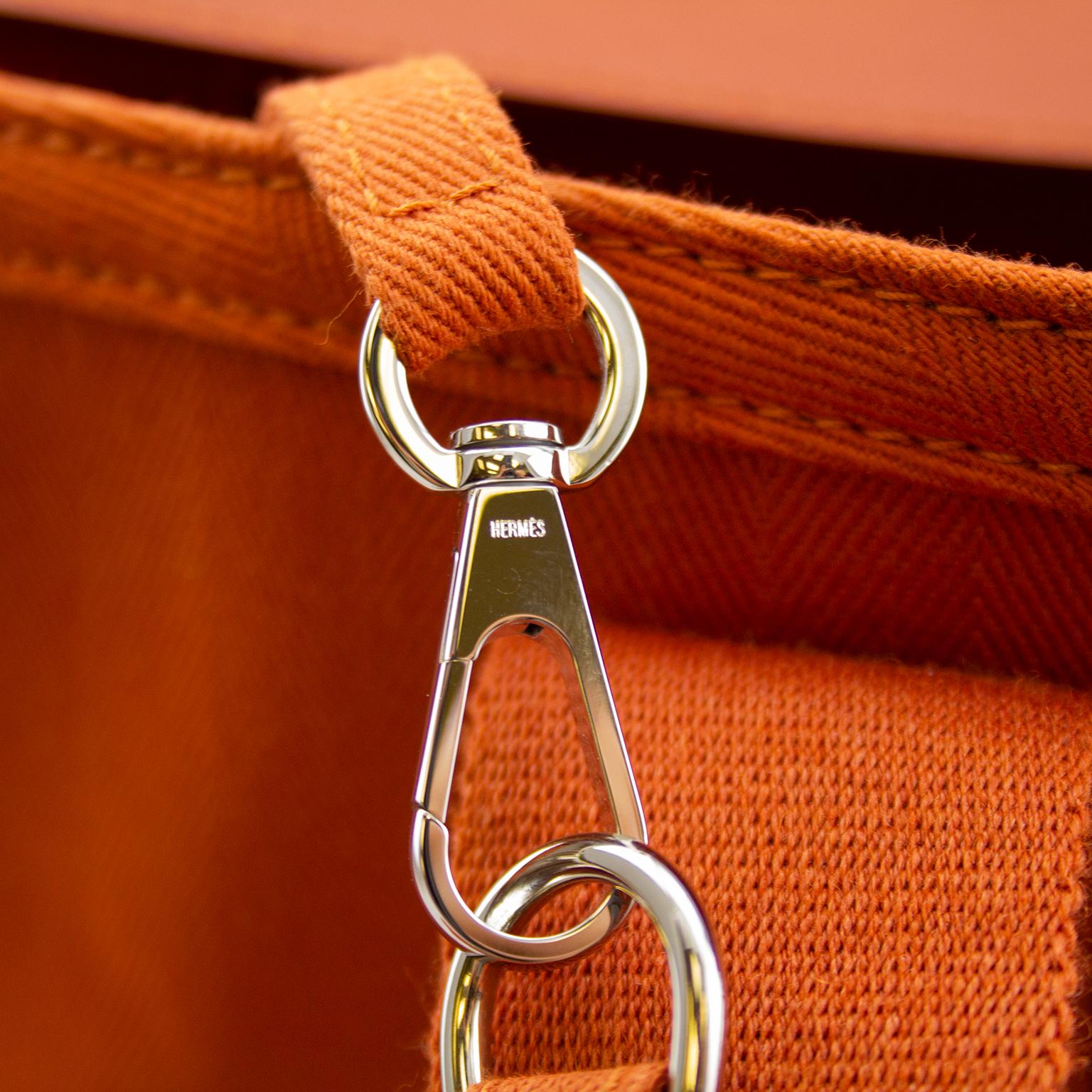 Hermes Orange Valparaiso PM Toile & Leather Bag 1
