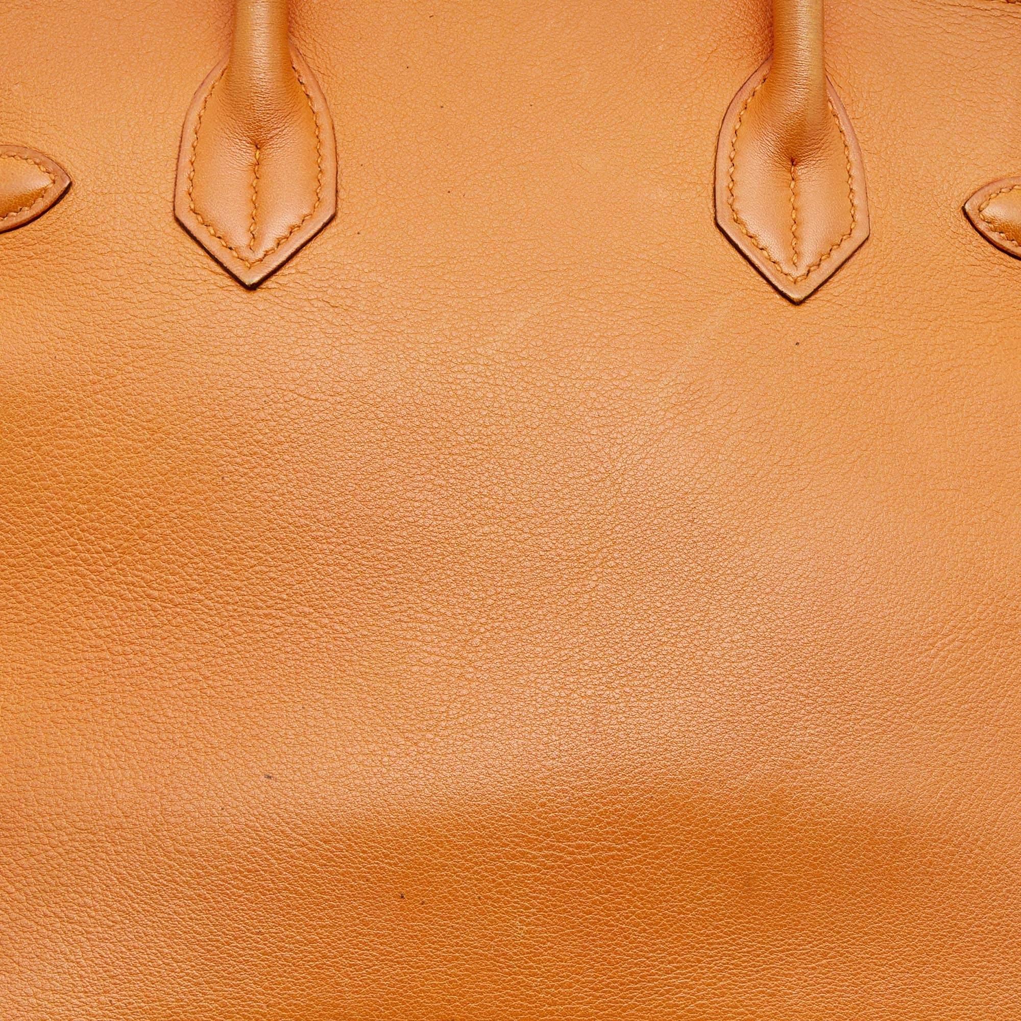Hermes Orange Veau Gulliver Leather Gold Finish Birkin 30 Bag 6