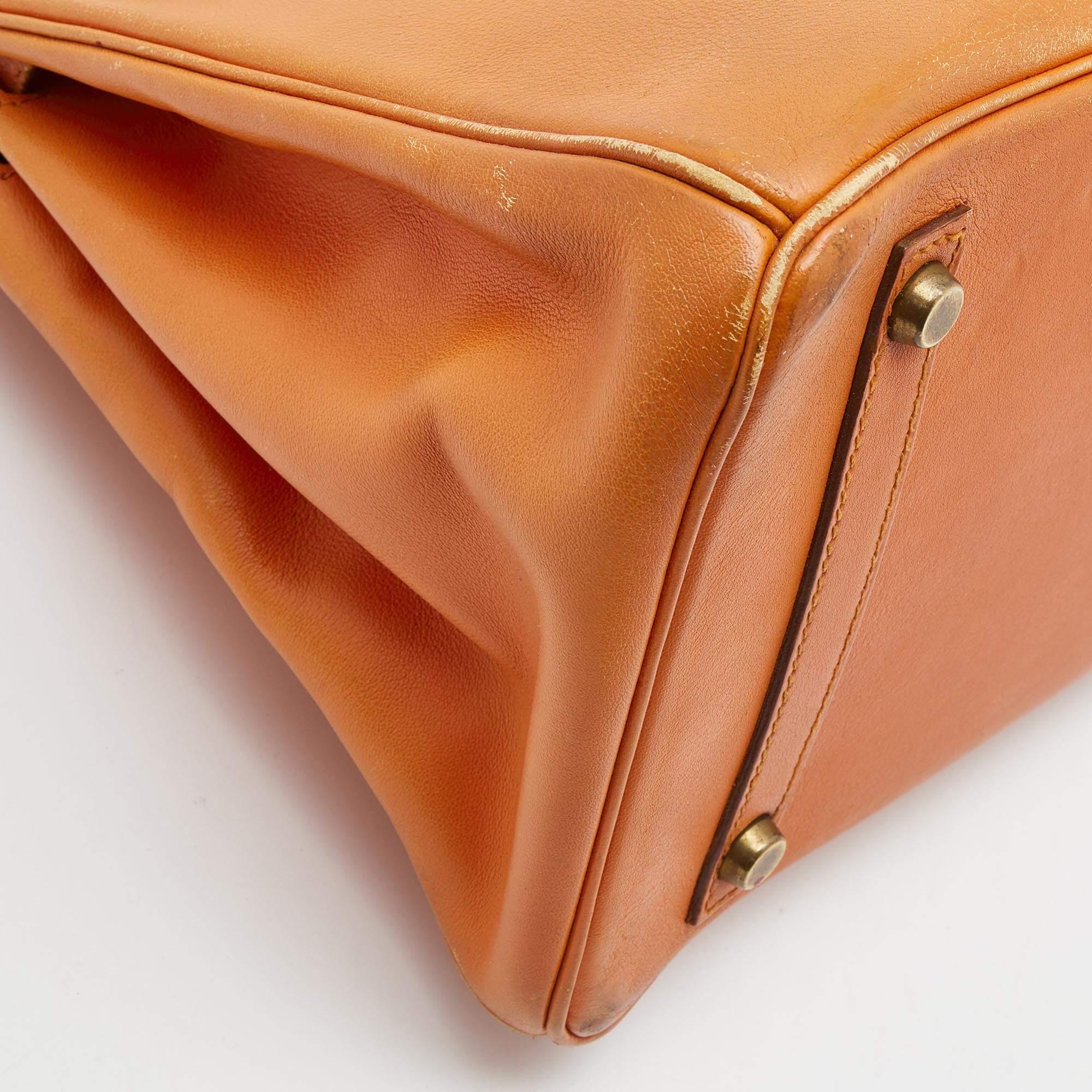 Hermes Orange Veau Gulliver Leather Gold Finish Birkin 30 Bag 7