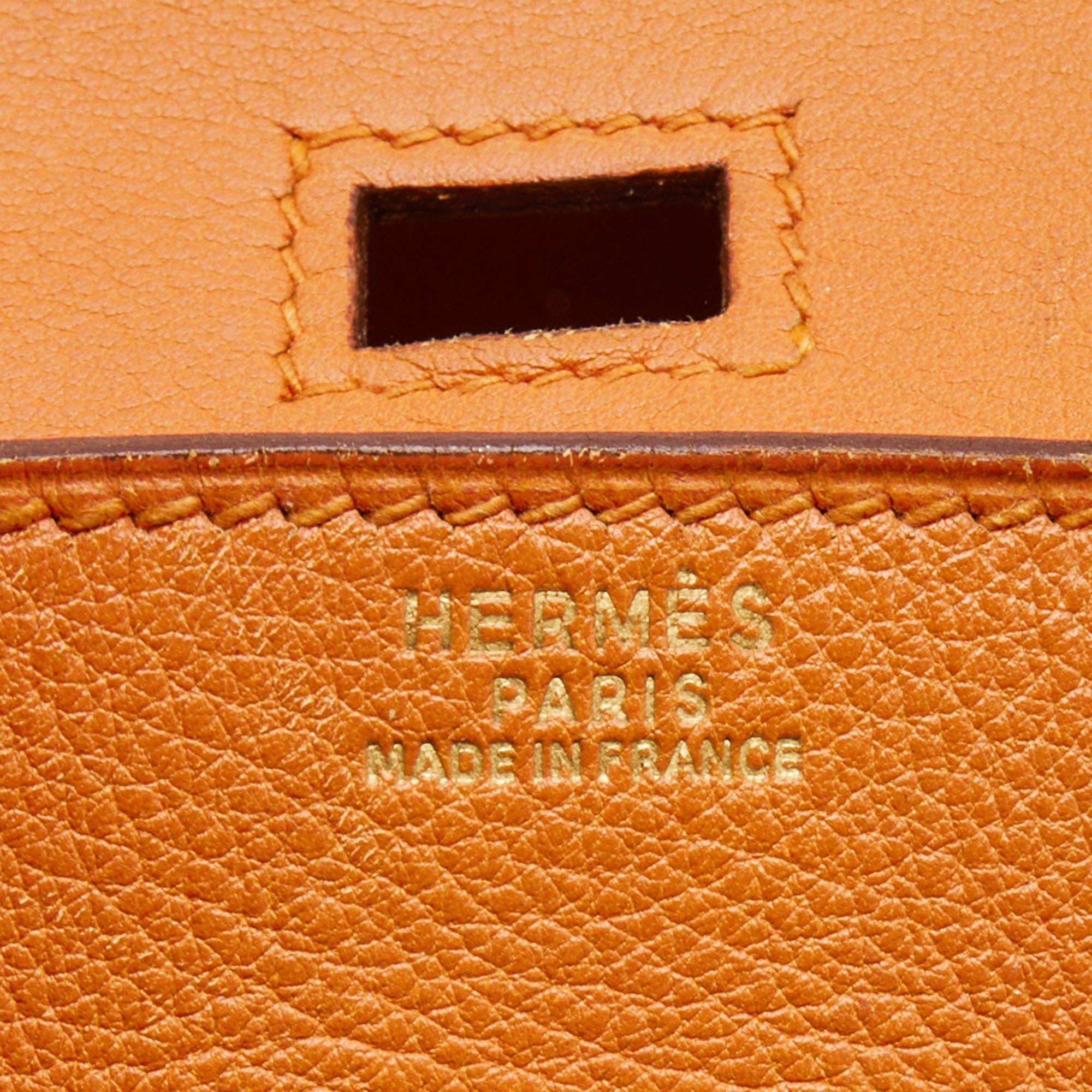 Hermes Orange Veau Gulliver Leather Gold Finish Birkin 30 Bag 14