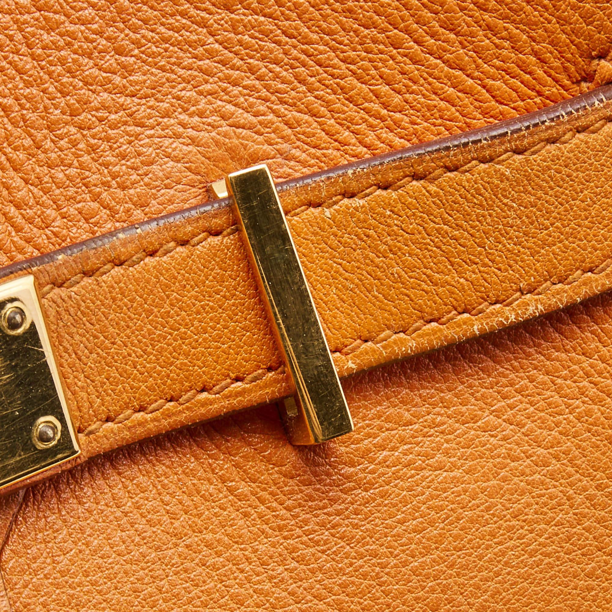 Hermes Orange Veau Gulliver Leather Gold Finish Birkin 30 Bag 15