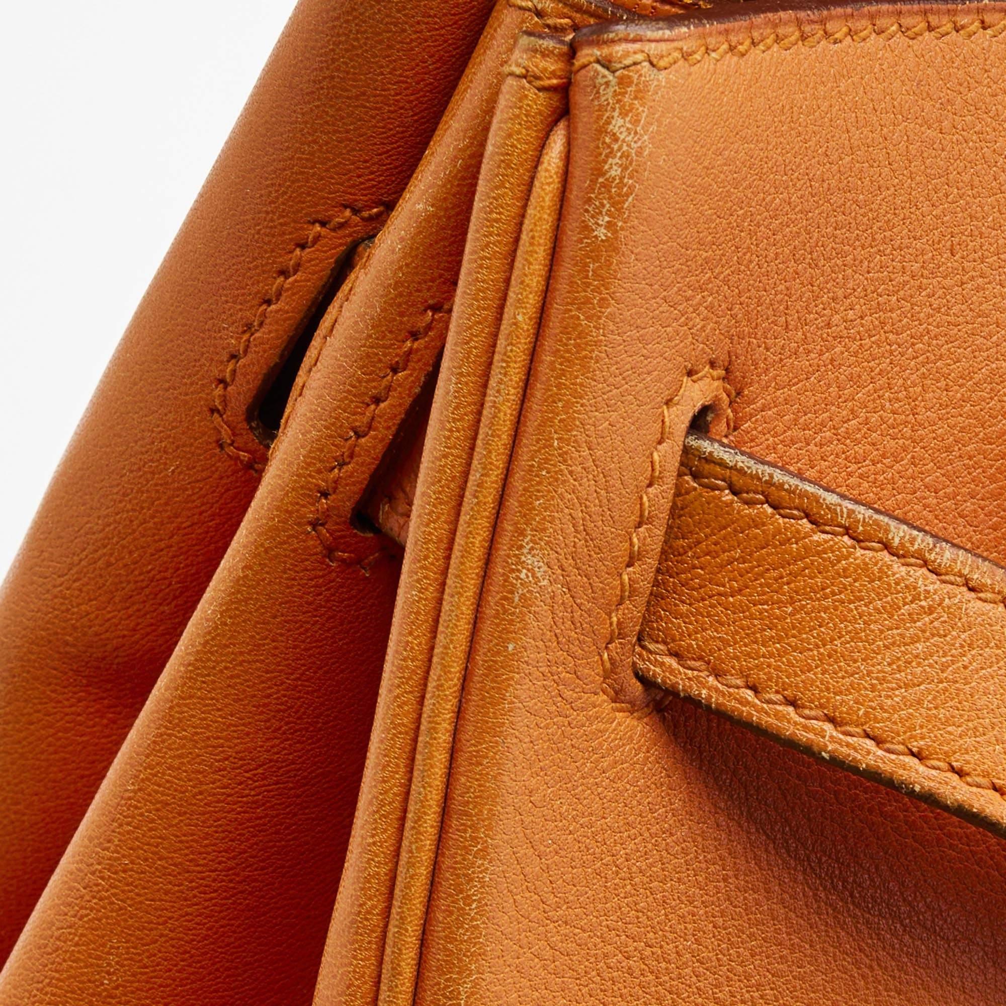 Hermes Orange Veau Gulliver Leather Gold Finish Birkin 30 Bag 16