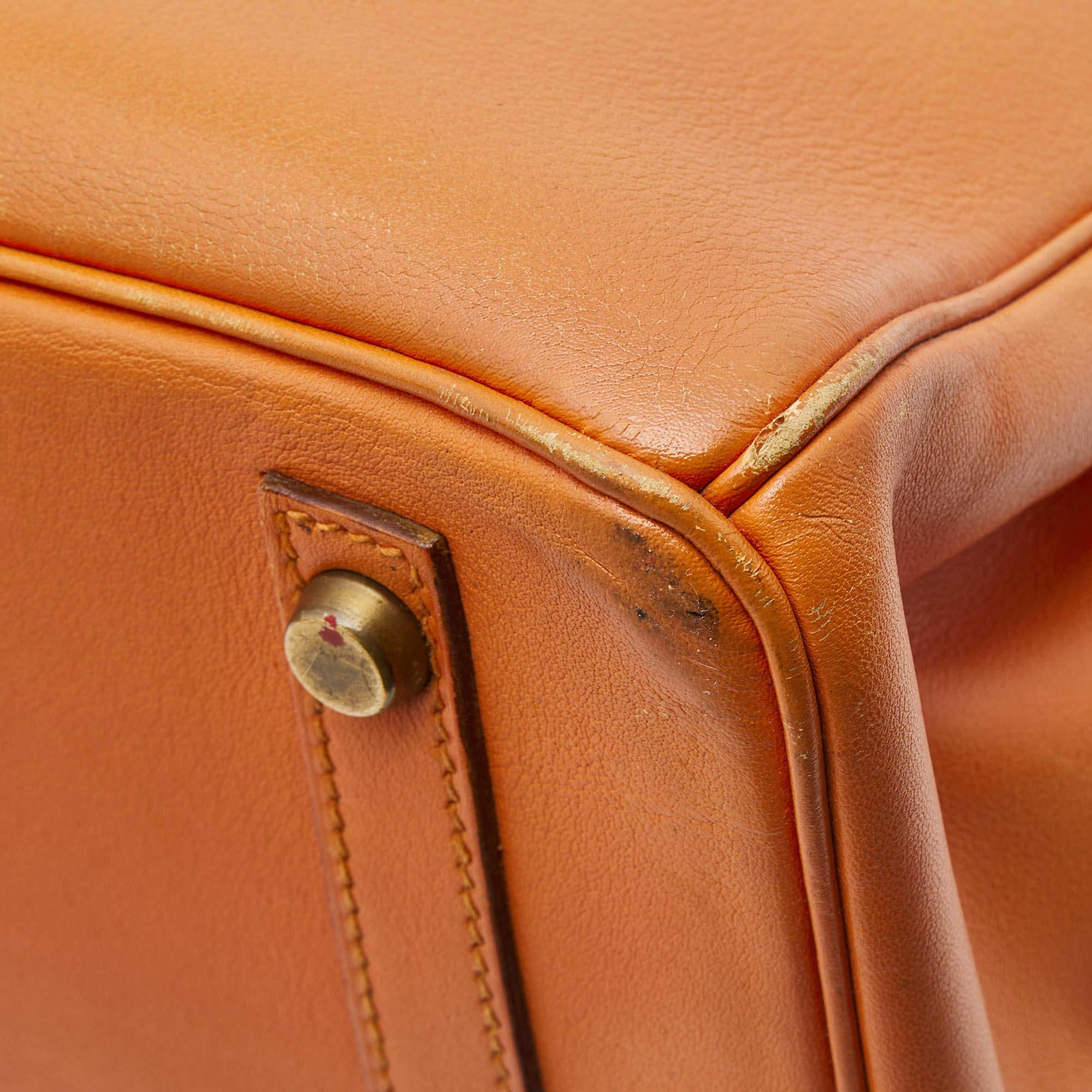 Hermes Orange Veau Gulliver Leather Gold Finish Birkin 30 Bag 4