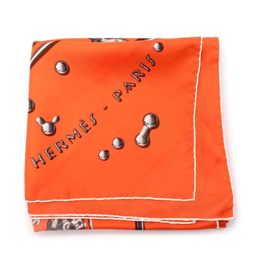 Hermes Orange Vif Argent  Pañuelo de sarga de seda 90 5
