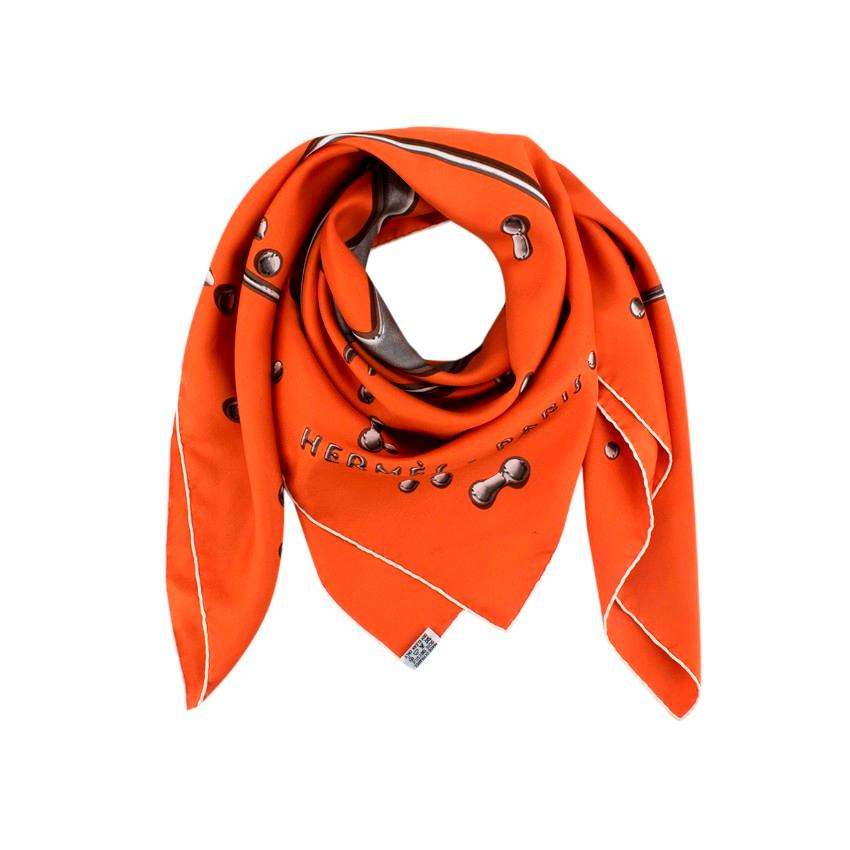 Hermes Orange Vif Argent  Pañuelo de sarga de seda 90 Naranja