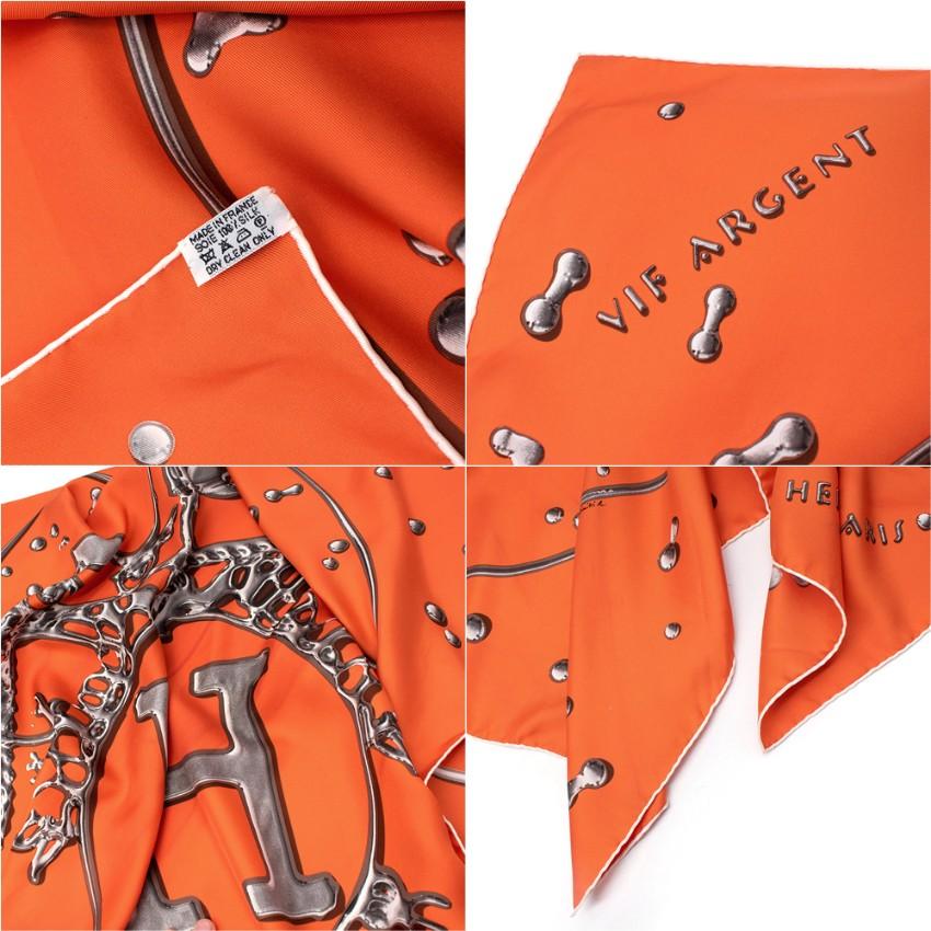 Hermes Orange Vif Argent  Pañuelo de sarga de seda 90 4