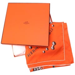 Hermes Orange Vif Argent  Pañuelo de sarga de seda 90