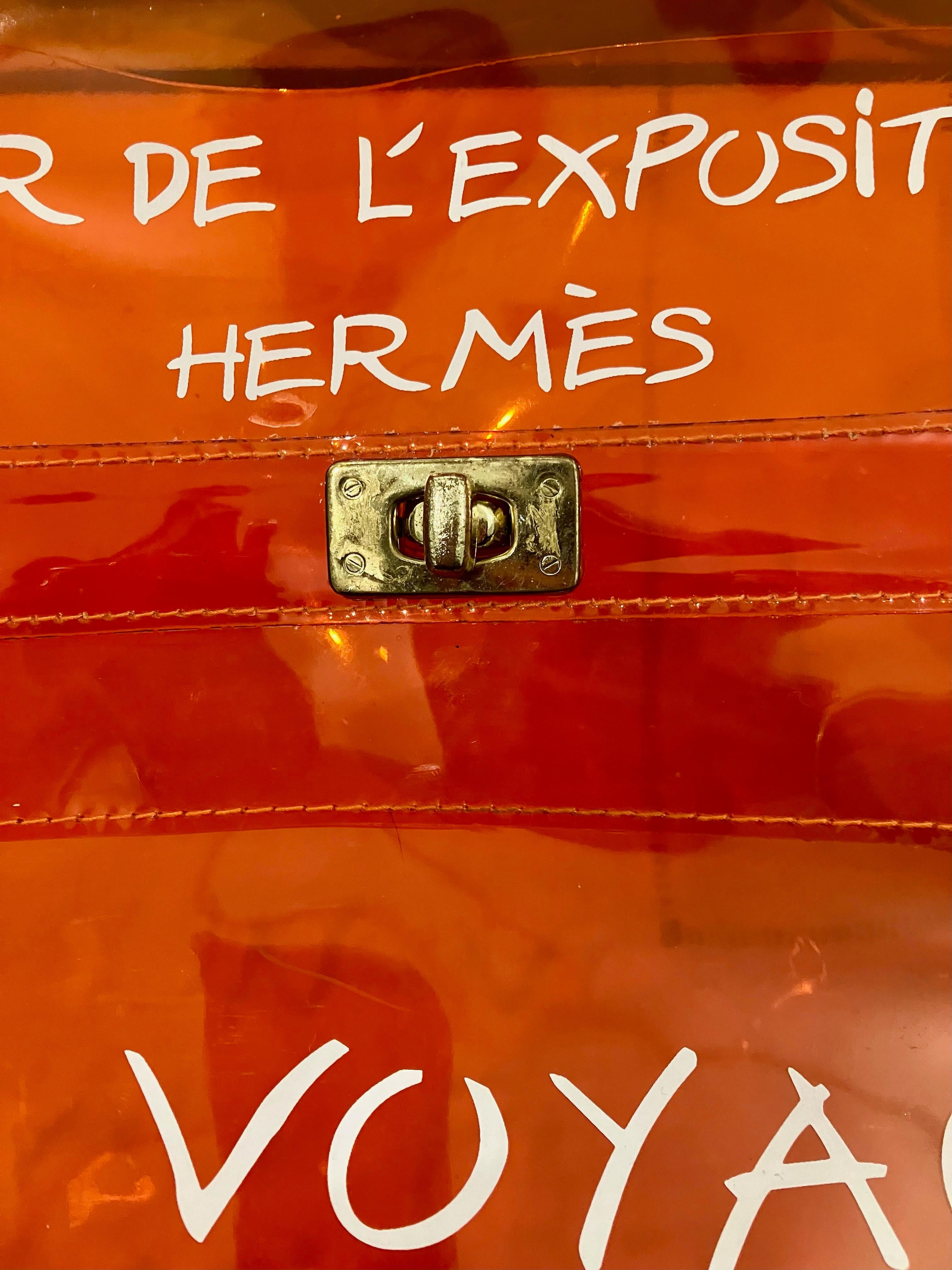 Hermes Orange Vinyl Kelly Beach Bag For Sale 2