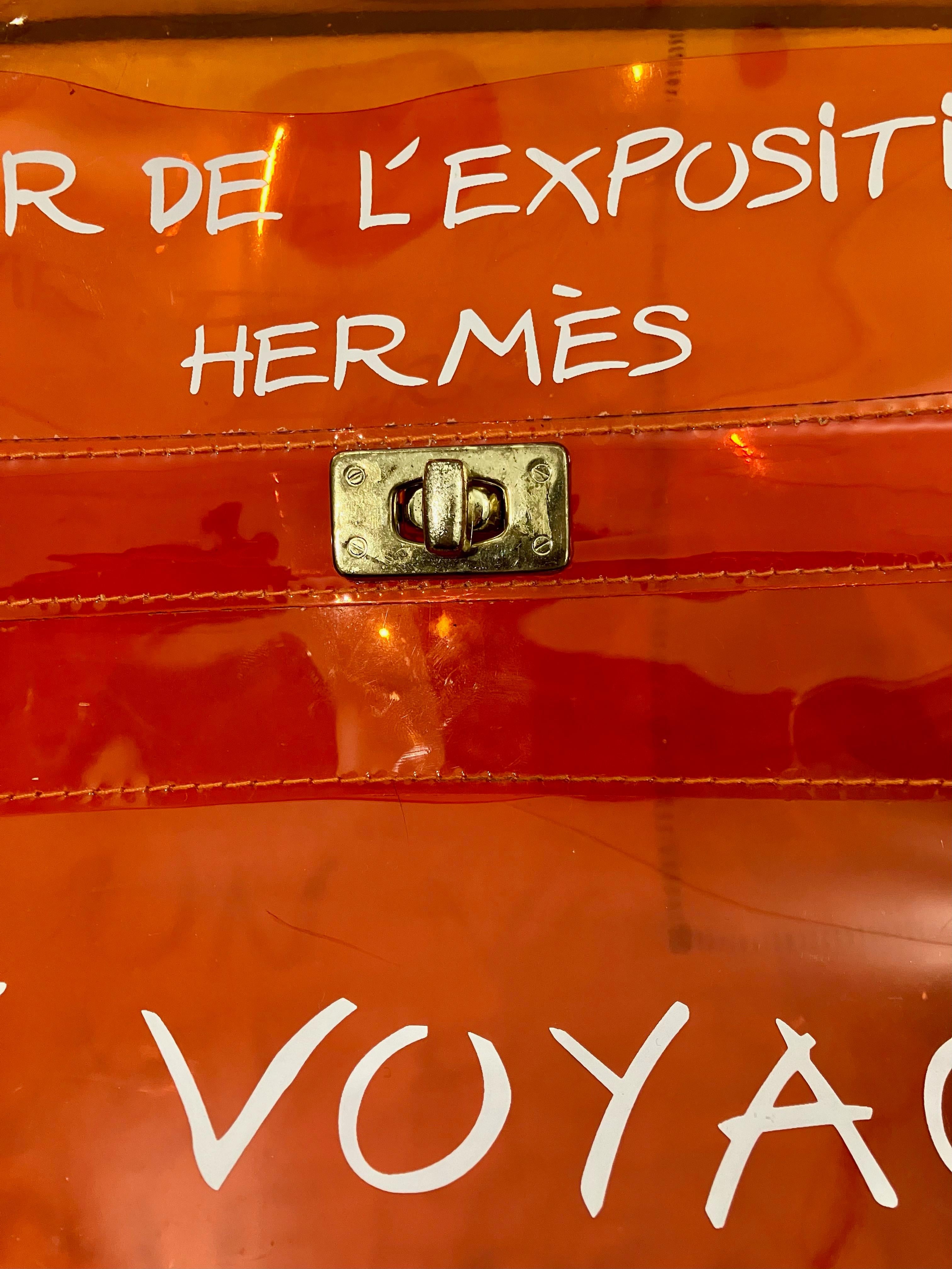 Hermes Orange Vinyl Kelly Beach Bag 3