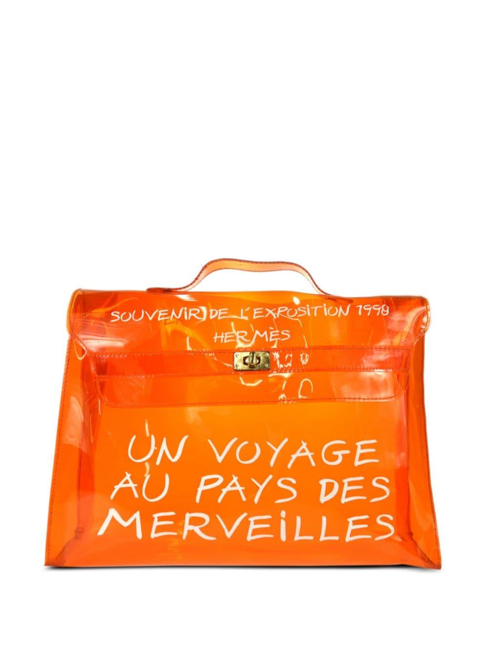 Hermes Orange Vinyl Kelly Beach Bag 5