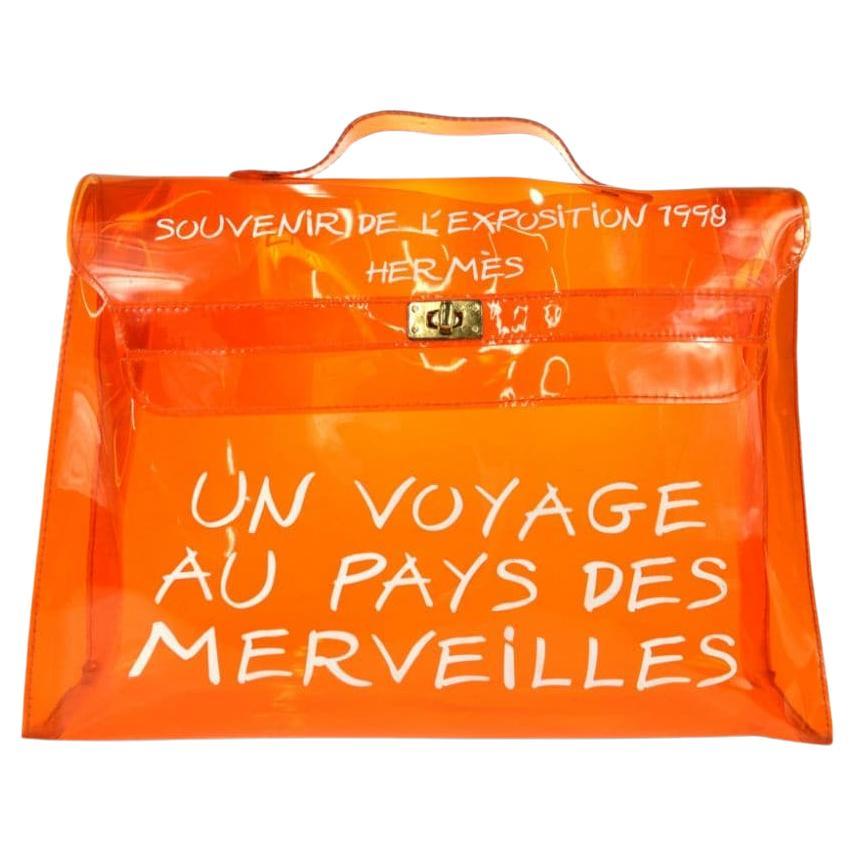 Hermes Orange Vinyl Kelly Beach Bag For Sale