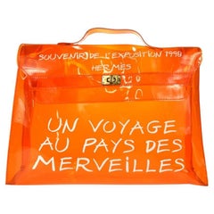 Used Hermes Orange Vinyl Kelly Beach Bag