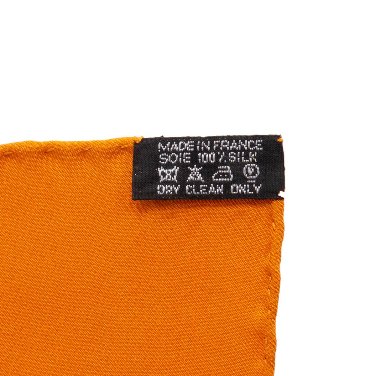 Hermes orange & white LA PROMENADE DE LONGCHAMPS 90 silk twill Scarf 2