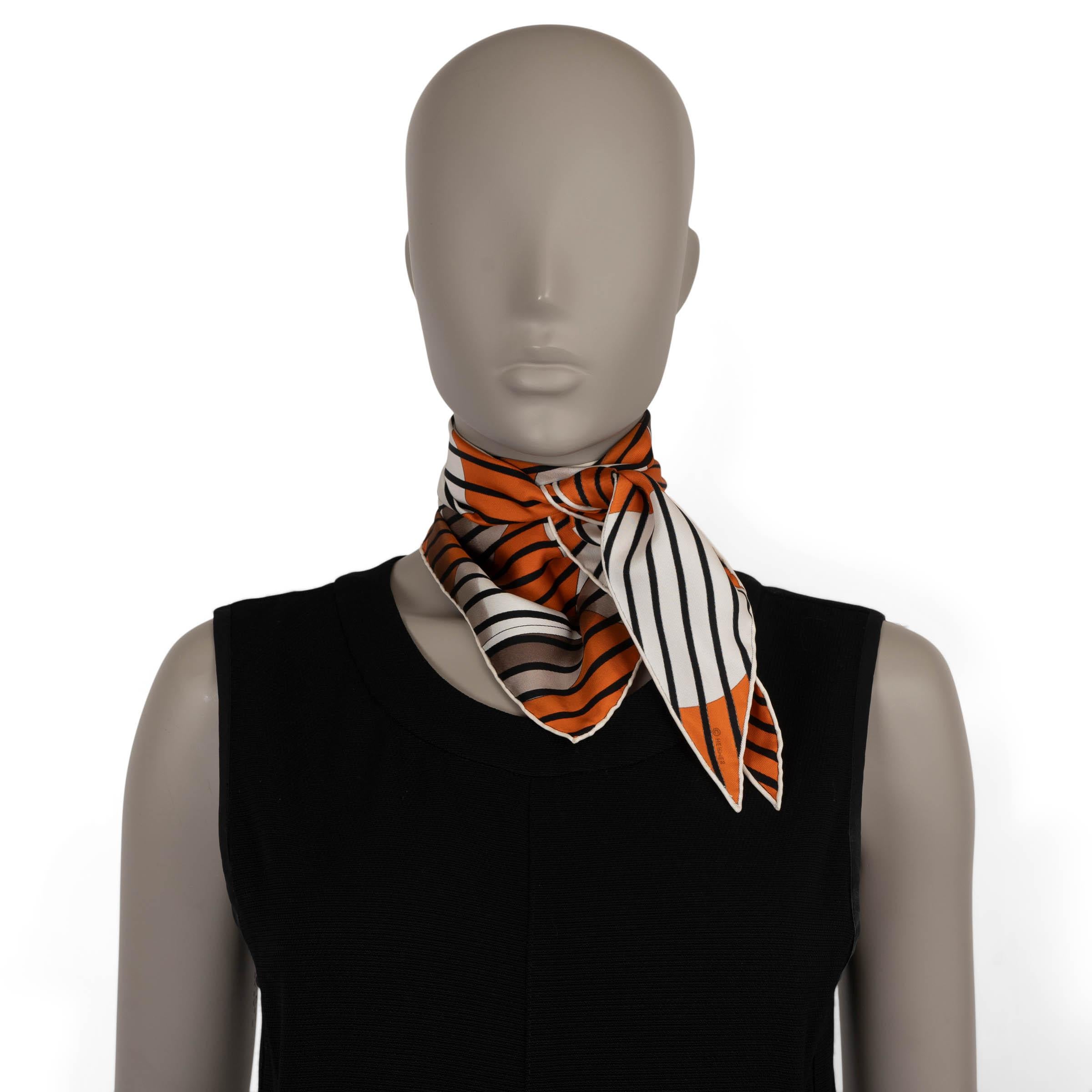 Women's or Men's HERMES orange white silk H2O POINTU Scarf For Sale