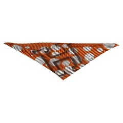HERMES orange white silk H2O POINTU Scarf