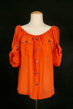 Hermes - Chemisier en laine orange