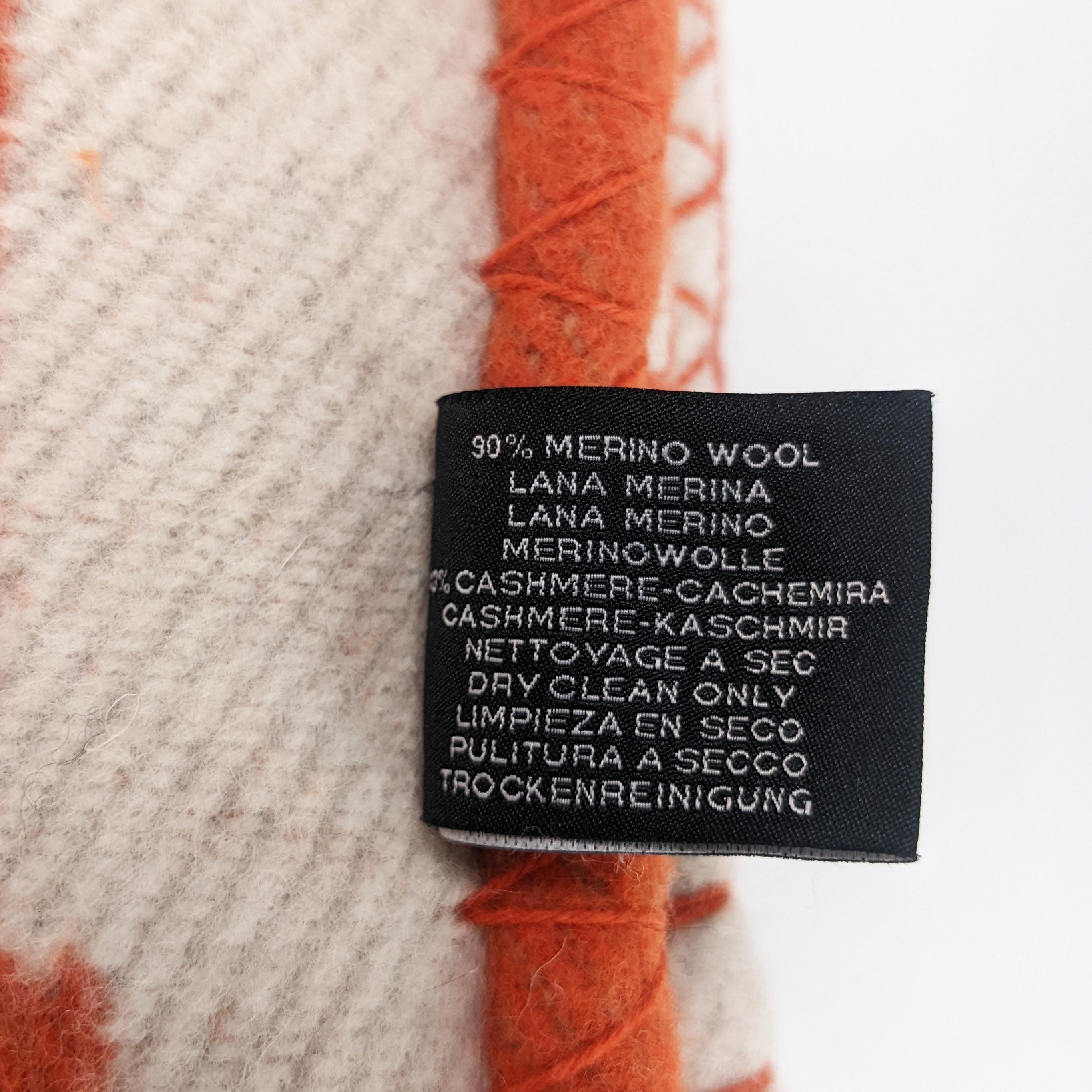 Women's Hermes Orange Wool Cashmere Avalon Throw Blanket