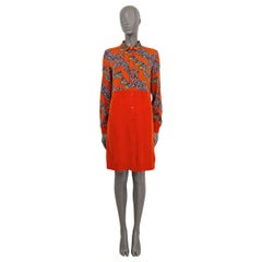 HERMES orange wool & silk 2018 TWILLAINE SHIRT Dress 40 M