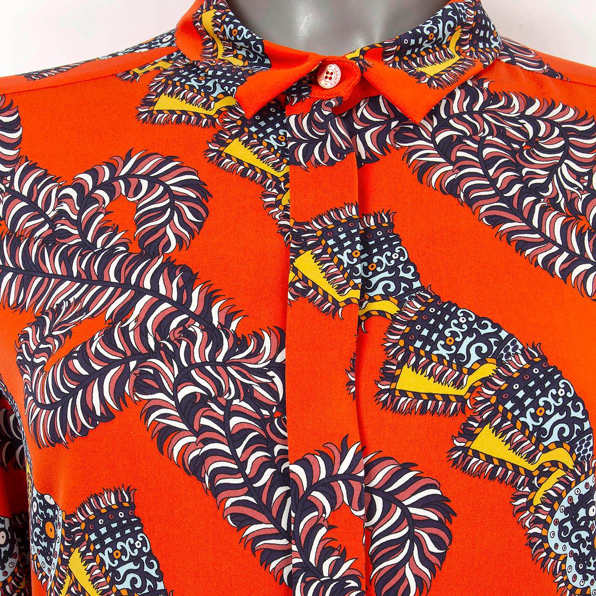 Red HERMES orange wool & silk 2018 TWILLAINE SHIRT Dress 40 M For Sale