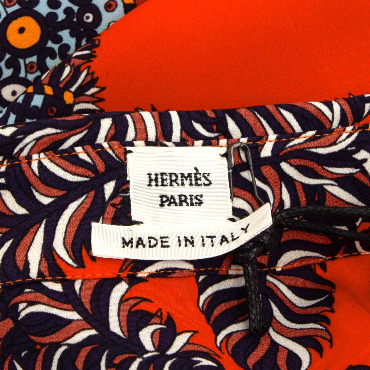 HERMES orange wool & silk 2018 TWILLAINE SHIRT Dress 40 M In Excellent Condition For Sale In Zürich, CH