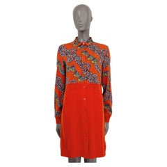 HERMES orangefarbenes TWILLAINE-SHIRT-Kleid aus Wolle und Seide 2018 40 M
