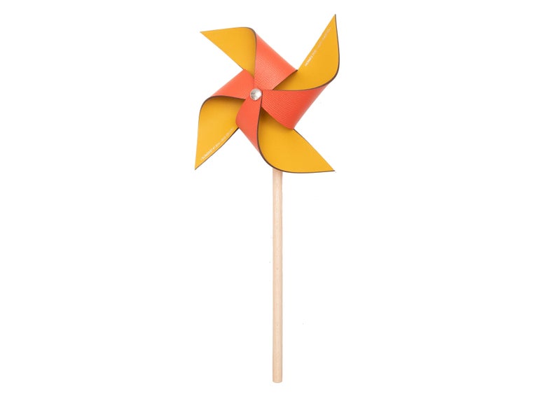 Hermes Orange and Yellow Petite H 2022 Leather Pinwheel For Sale at 1stDibs