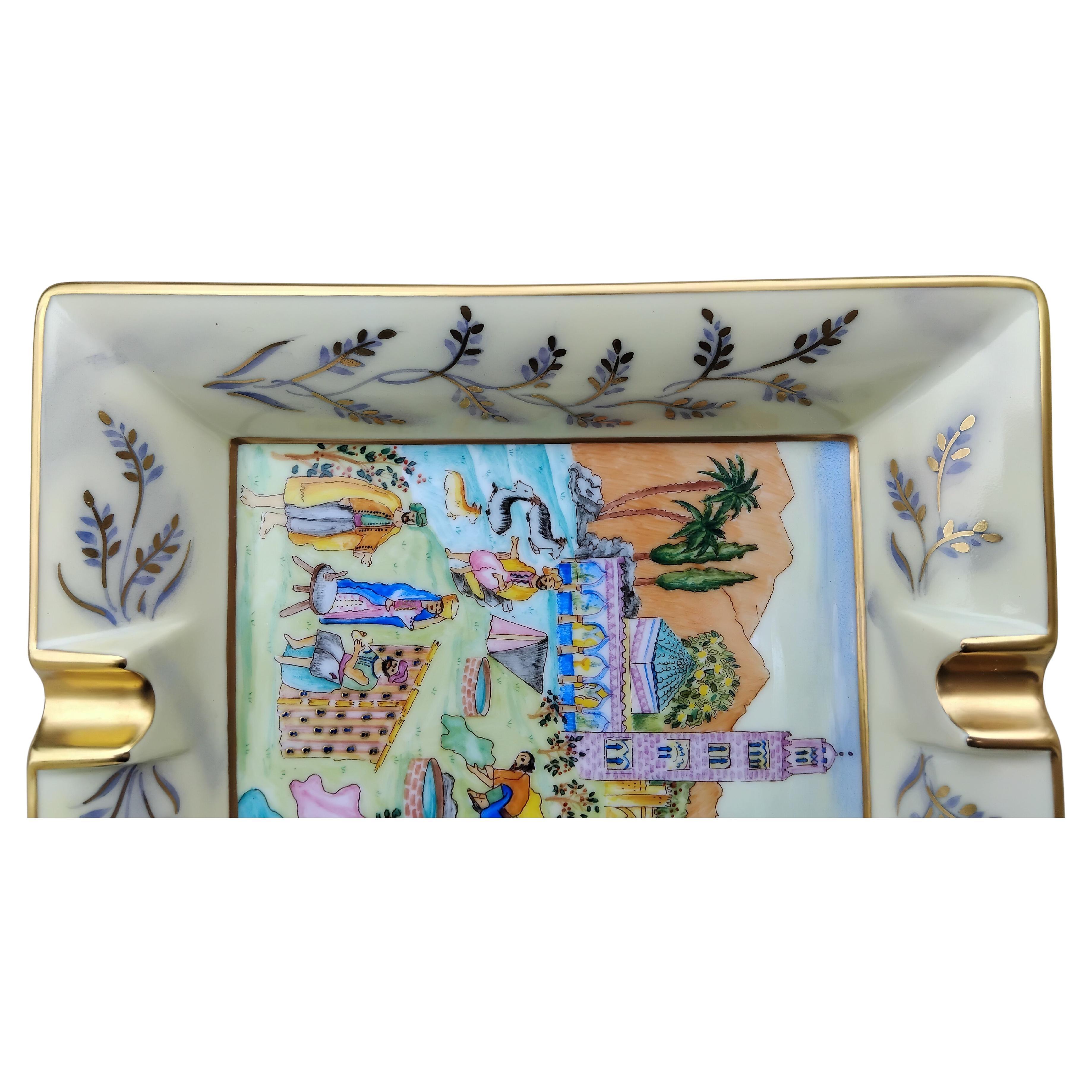 Hermès Oriental Minaret Mosque Cigar Ashtray Change Tray Porcelain Gold For Sale 7