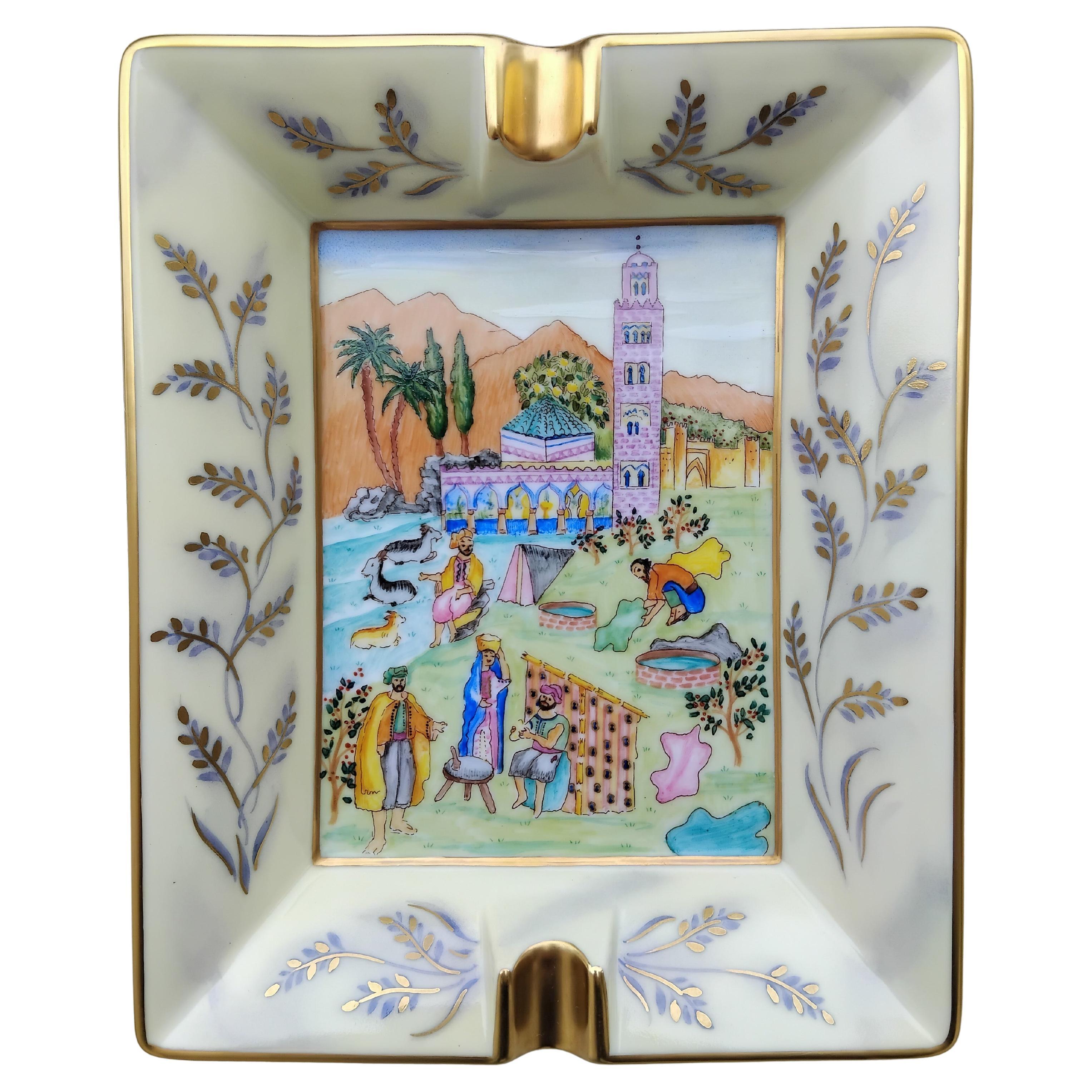 Hermès Oriental Minaret Mosque Cigar Ashtray Change Tray Porcelain Gold For Sale 16