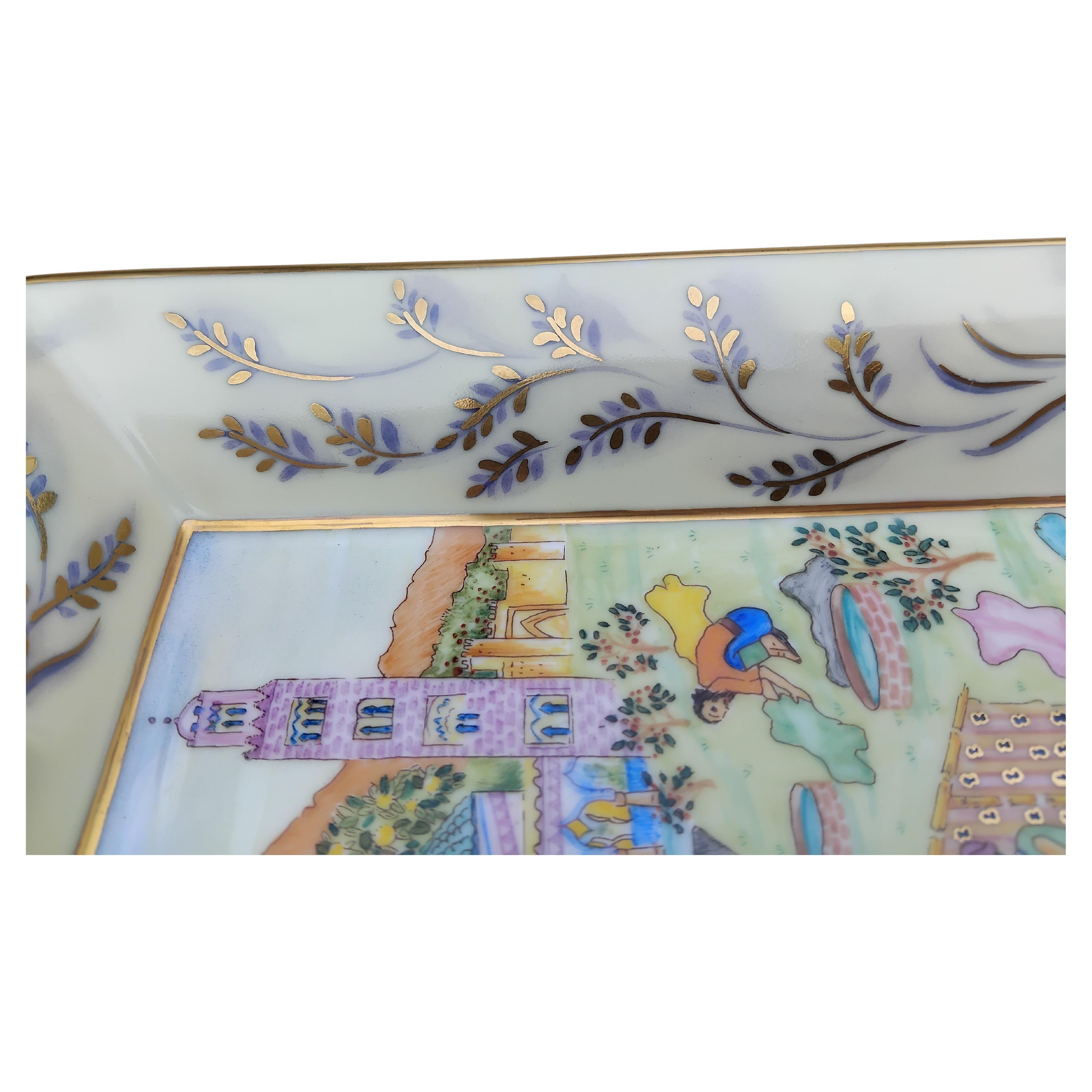 Hermès Oriental Minaret Mosque Cigar Ashtray Change Tray Porcelain Gold For Sale 5