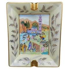 Hermès Oriental Minaret Mosque Cigar Ashtray Change Tray Porcelain Gold