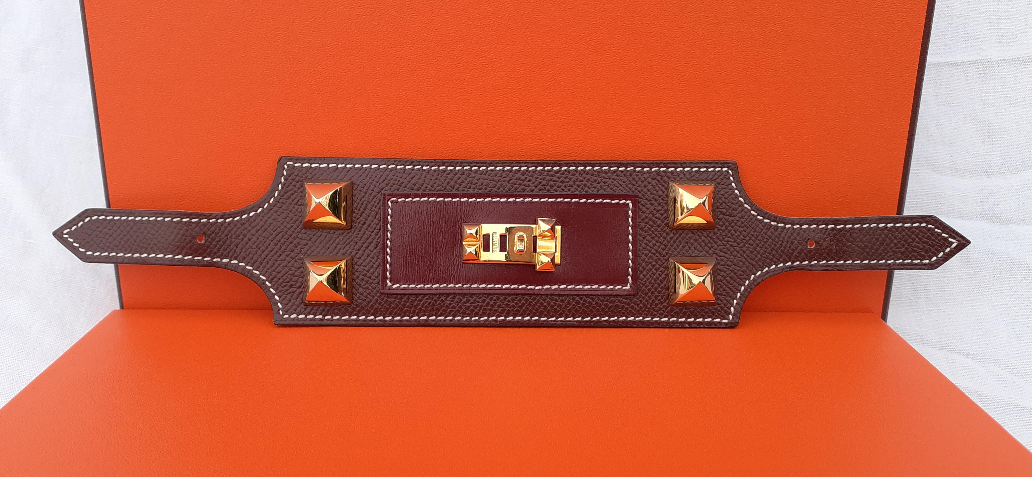 Hermès Ornament Adornment for Skirt in Brown Leather and Golden Medor Studs RARE For Sale 1