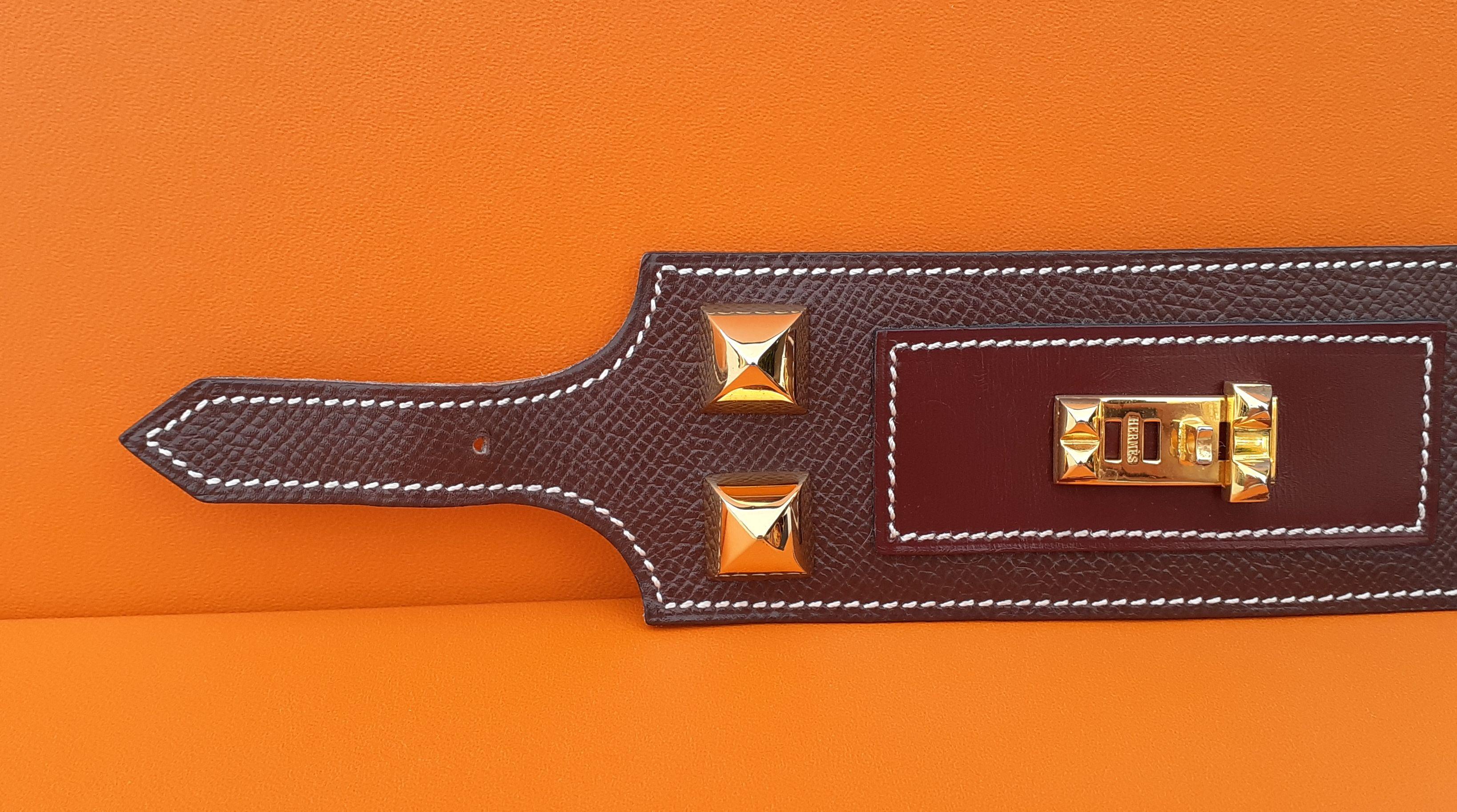 Hermès Ornament Verzierung für Rock aus braunem Leder und goldenen Medor-Nieten RARE im Angebot 1