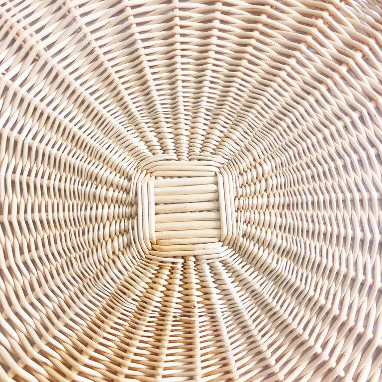 Hermes Oseraie Large Tray Round Serving Platter Wicker and Bridle